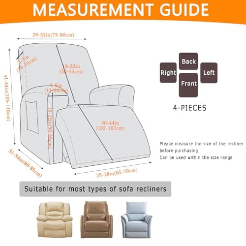 White Leather Waterproof Recliner Slipcover for LoveSeat Sofa