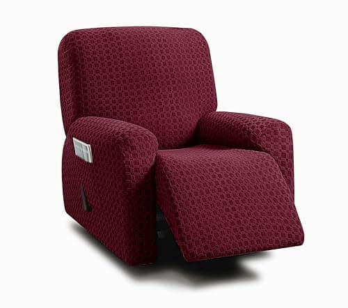 ULTICOR Chocolate 1 Seat Recliner Cover for Jacquared Sofa (Style 2) — Red - Burgundy