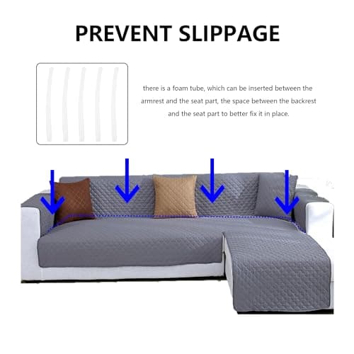 Medium Grey L Shape Chaise Couch Cover for Sectional Sofas