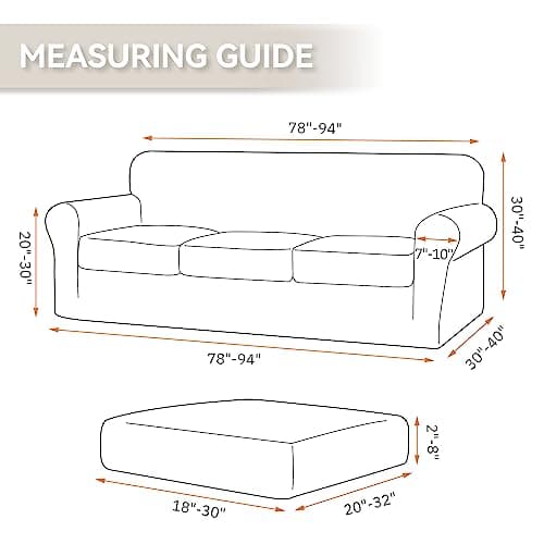 KEKUOU 4-Piece Stretch Sofa Covers for 3 Cushion Couch, Pet-Friendly and Washable (Sofa, Black)