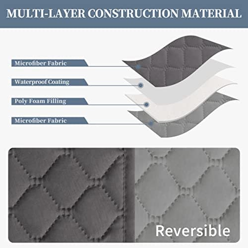 ISSUNTEX 100% Waterproof Recliner Sofa Covers, Double Protection for Pets & Kids (Gray/Light Gray)