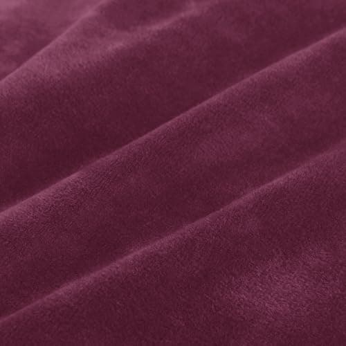 MAXIJIN Velvet Chaise Cover for L Shaped Sofa with Elastic Bottom (Gray) — Wine Red