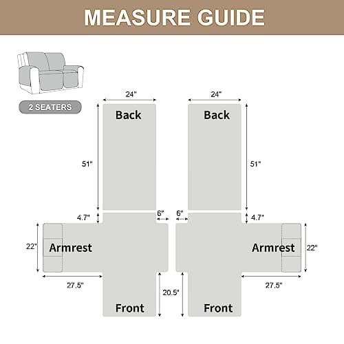 Genina 100% Waterproof Couch Covers for 2 Cushion Reclining Sofas (Dark Gray)
