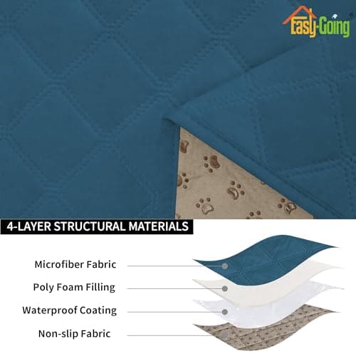 Waterproof Dog Loveseat Cushion Covers, Non-Slip Quilted Slipcovers, Grey (2-Piece) — Peacock Blue
