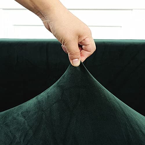 L Shape Stretch Sofa Slipcover for 3 Cushion Couch (Green, 3+3 Seat)