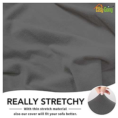 Chocolate Fleece Stretch Slipcover for Sofa, Non-Slip & Washable Couch Protector — Grey