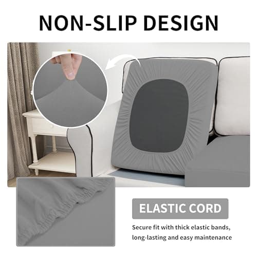 Waterproof Dog Loveseat Cushion Covers, Non-Slip Quilted Slipcovers, Grey (2-Piece)