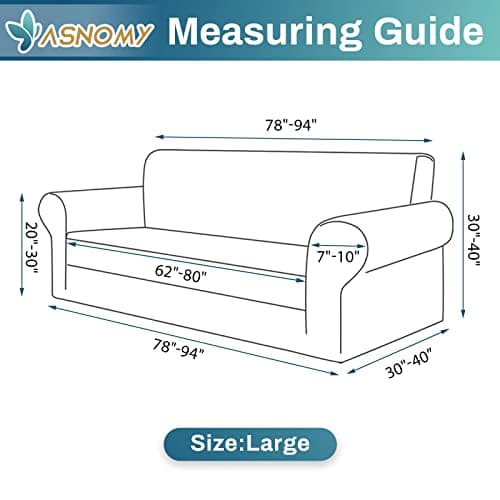Asnomy Stretch Sofa Covers for 3 Cushion Couch, Pet Protector Spandex Jacquard Fabric