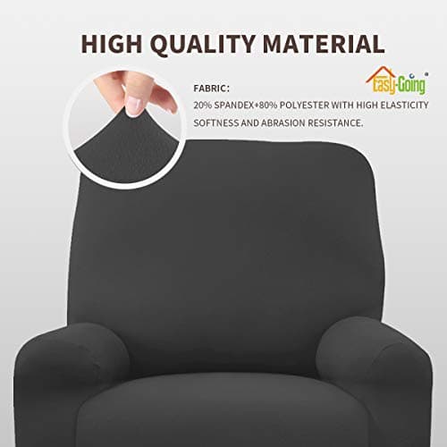 Dark Gray Microfiber Recliner Slipcover - Spandex Elastic Bottom, Washable Protection for Sofas