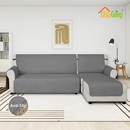 Waterproof L Shape Couch Cover for Dogs & Pets (Large, Gray)
