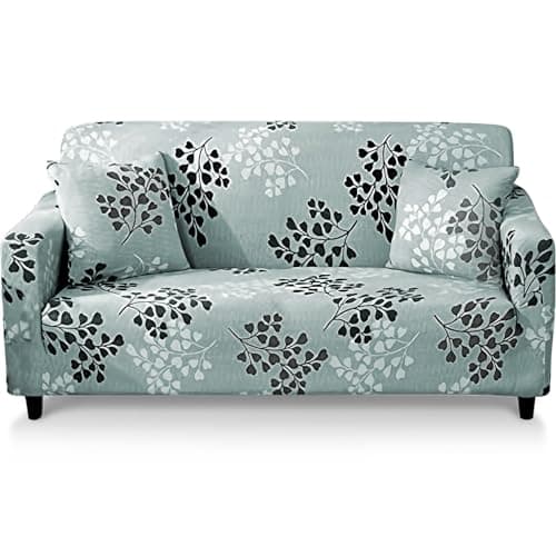 Love Forever Lamberia Printed 3 Seater Sofa Cover with Pillow Cases — Light Green