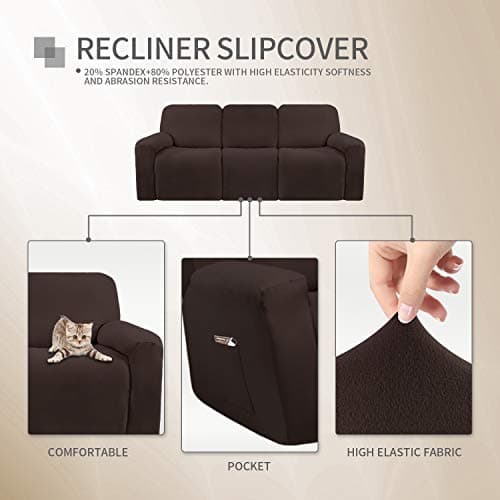 Chocolate Easy-Going Microfiber Stretch Sectional Recliner Sofa Slipcover