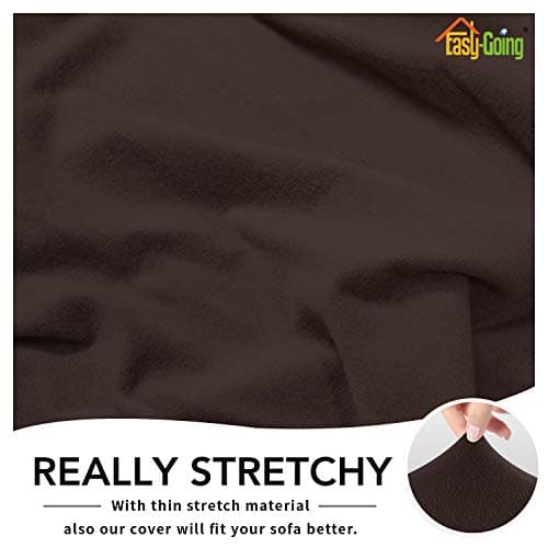 Chocolate Fleece Stretch Slipcover for Sofa, Non-Slip & Washable Couch Protector