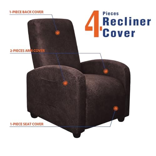 Leather-Like 4-Pieces Recliner Chair Covers for Small Adjustable Chairs, Chocolate