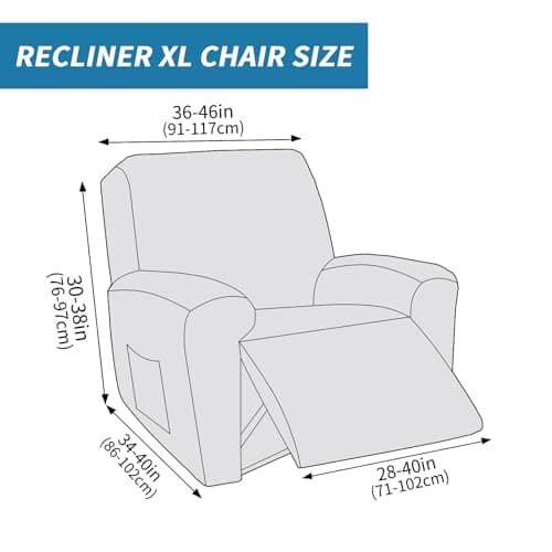Dark Gray Soft Jacquard Oversized Recliner Cover for Lazy Boy 36"-46"