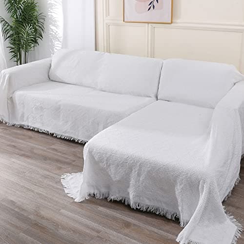 LuxeSectional Couch Covers for 3 Seater (Grey, XL) — White