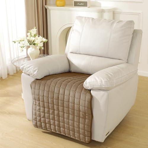 NeColorLife Non-Slip Recliner Chair Cover, Plush Armrest, Light Coffee, 23.6"