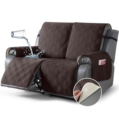 TAOCOCO 100% Waterproof Loveseat Recliner Cover, Non-Slip Chocolate Protection