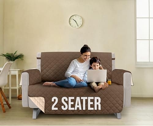 Utopia Reversible Loveseat Couch Cover, Water Resistant Brown/Beige Protector