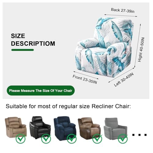 FUANGUI 4-Piece Lazyboy Recliner Cover with Storage Pockets