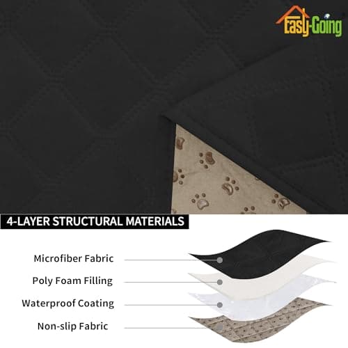 Waterproof Dog Loveseat Cushion Covers, Non-Slip Quilted Slipcovers, Grey (2-Piece) — Black