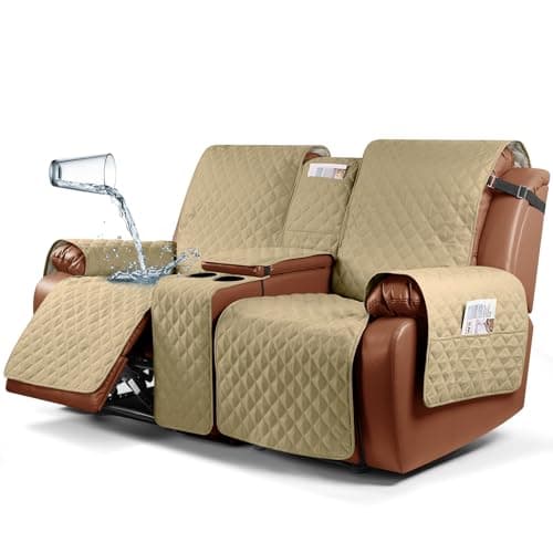 Ruaozz Waterproof Recliner Loveseat Cover with Console for Pets and Kids