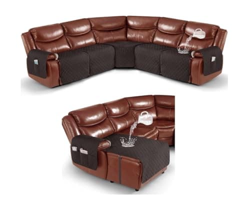 Ruaozz L-Shaped Recliner Sofa & Left Chaise Chocolate Cover