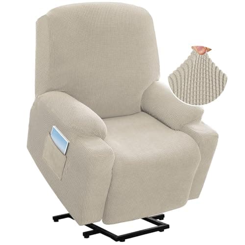 H.VERSAILTEX Grey Soft Thick Jacquard Stretch Recliner Cover with Side Pocket — Island Fossi