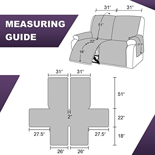MeilleMaison Non-Slip Recliner Sofa Cover for 2 Seater Couch (Wine/Tan)