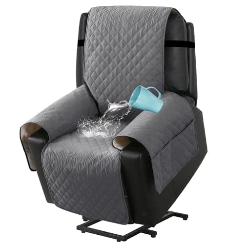 H.VERSAILTEX 100% Waterproof Power Lift Recliner Chair Cover, Brown — Grey