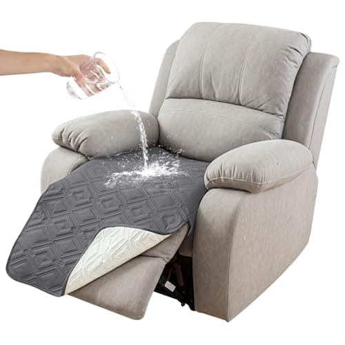 Genina Recliner Chair Covers, Waterproof & Anti-Slip, Dark Gray (1 Piece)