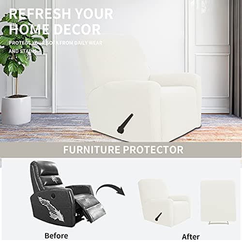 Easy-Going Recliner Stretch Sofa Slipcover, Cream