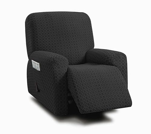 ULTICOR Chocolate 1 Seat Recliner Cover for Jacquared Sofa (Style 2) — Black