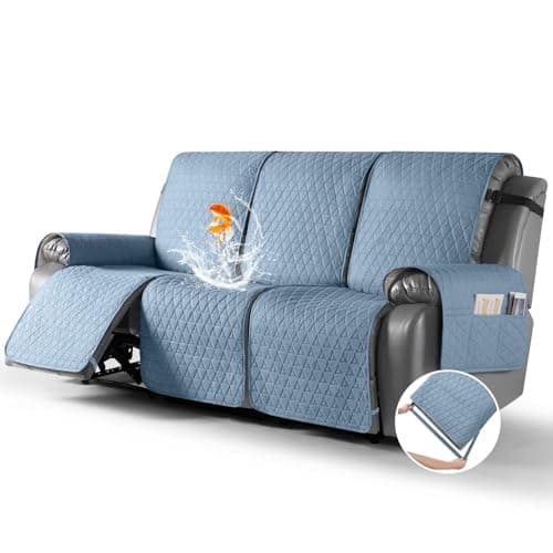 TAOCOCO 100% Waterproof Recliner Sofa Cover, Non-Slip Brown 3 Seater — Sky Blue