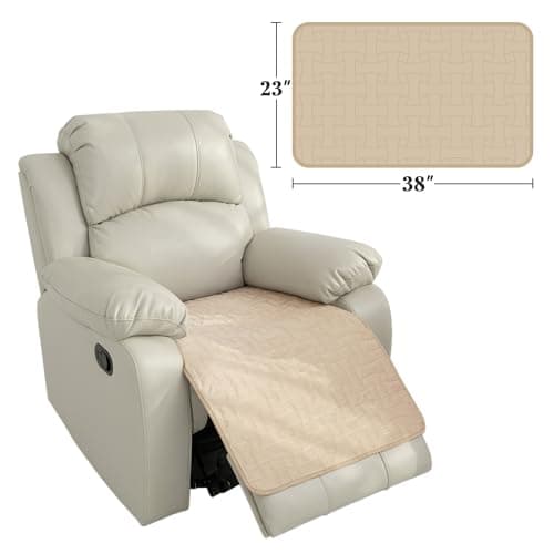 Waterproof Velvet Couch Recliner Cover, Non-Slip Sectional Protector, 23x38 Beige