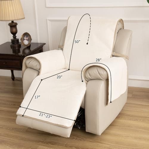 RBSC Home Ivory Antislip Recliner Chair Slipcover with Elastic Straps
