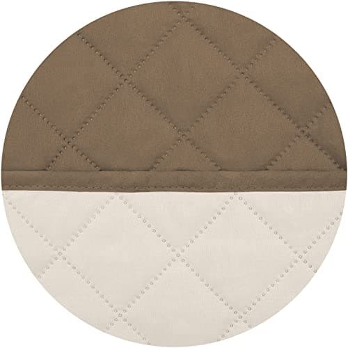 PureFit Water Resistant Reversible Loveseat Recliner Couch Cover — Camel/Ivory