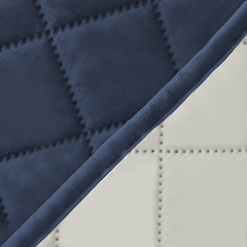Easy-Going Reversible Loveseat Couch Cover, Gray/Light Gray — Dark Blue/Ivory