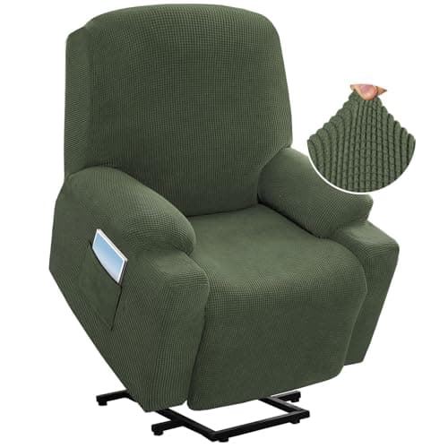 H.VERSAILTEX Grey Soft Thick Jacquard Stretch Recliner Cover with Side Pocket — Bronze Green