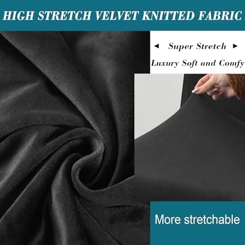 HFCNMY Stretch Velvet Recliner Cover, 4 Pieces, Thick, Elastic Bottom, Black