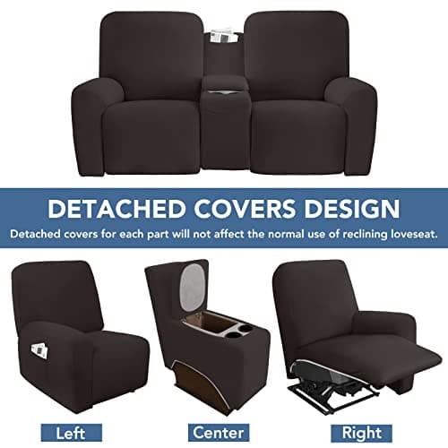 Chocolate Soft Fleece Recliner Loveseat Cover with Storage Chocolate