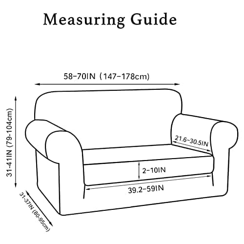 Turquoize Stretch Sofa Slipcover for 2 Cushion Couch (Biscotti Beige)