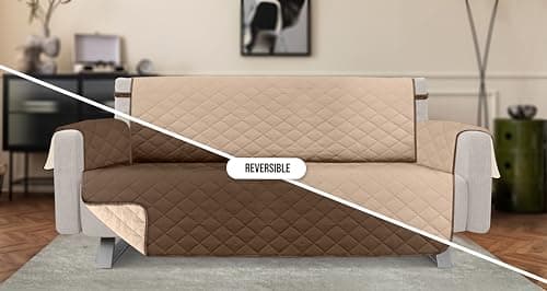 Utopia Reversible Loveseat Couch Cover, Water Resistant Brown/Beige Protector