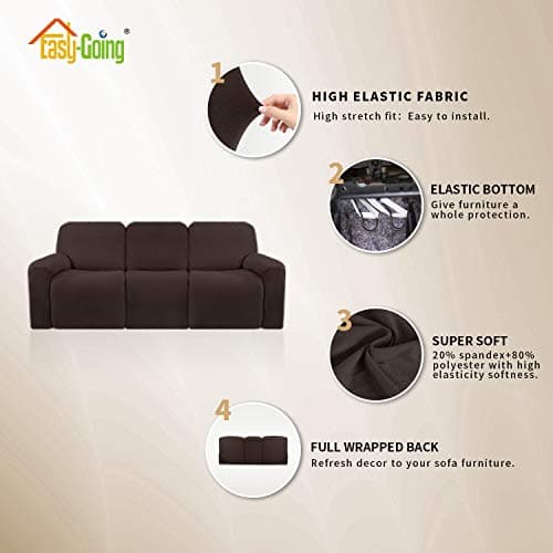 Chocolate Easy-Going Microfiber Stretch Sectional Recliner Sofa Slipcover