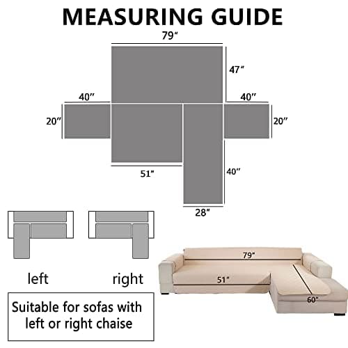 Waterproof L-Shaped Couch Cover for Dogs and Kids