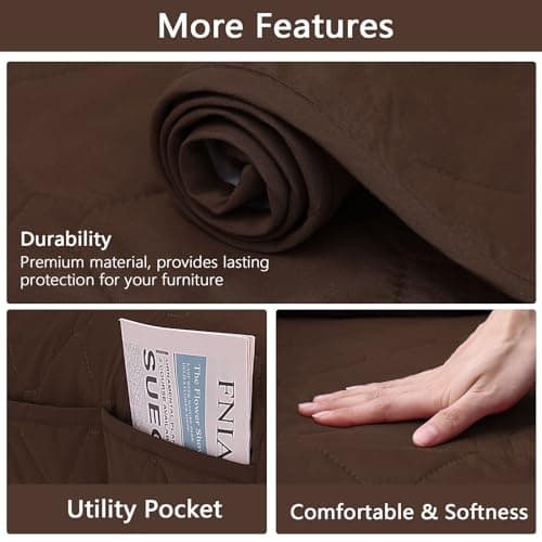 100% Waterproof Recliner Chair Covers, Non-Slip Pets, Dog (23.6", Chocolate)