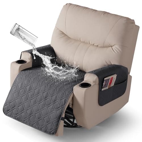 VANSOFY Dark Gray Recliner Chair Covers, 100% Waterproof & Non-Slip — Charcoal Gray