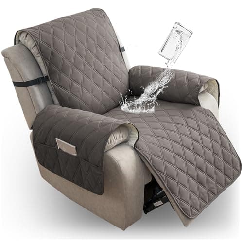 100% Waterproof Recliner Chair Cover with Elastic Band (Khaki, 28")