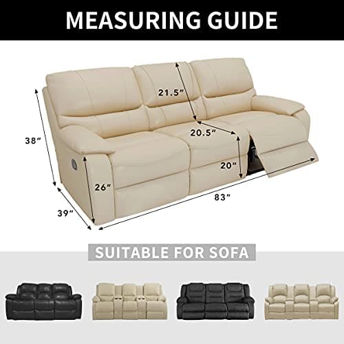 Dual Waterproof 100% Stretch Recliner Sofa Cover, 8-Piece Jacquard Slipcover (Dark Gray, 3 Seat Sofa)