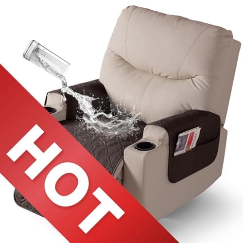 VANSOFY Dark Gray Recliner Chair Covers, 100% Waterproof & Non-Slip — Chocolate